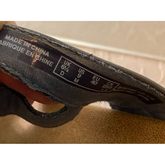 Clarks Leather Slip-On Wedge Sandals Shoes Floral Embellishment Gray Size 9 - Picture 7 of 10